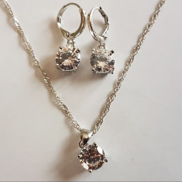 Jewelry - 925 Stamped Set of Necklace and Earrings Crystal